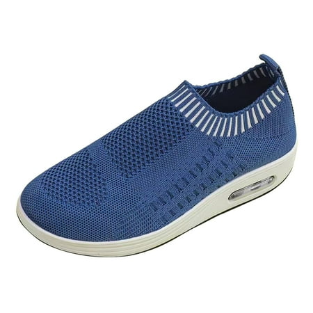 

MIASHUI Walking Shoes Thick Sole Wedge Sneakers Outdoor Comfortable Breathable Casual Sneakers Womens Sneakers Blue 6.5