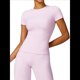 thumbnail image 3 of Camiseta Básica de Verano para Mujer, Corta, Cuello Redondo, Corte Ajustado, Top Corto Rosa S, 3 of 10