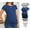 Blue/White stripe（Cotton）, variant on Bearsland Women’s Cotton Breathable Short Sleeve Maternity Shirt Casual Side Ruched Tunic Pregnancy Top Clothes 2-Pack