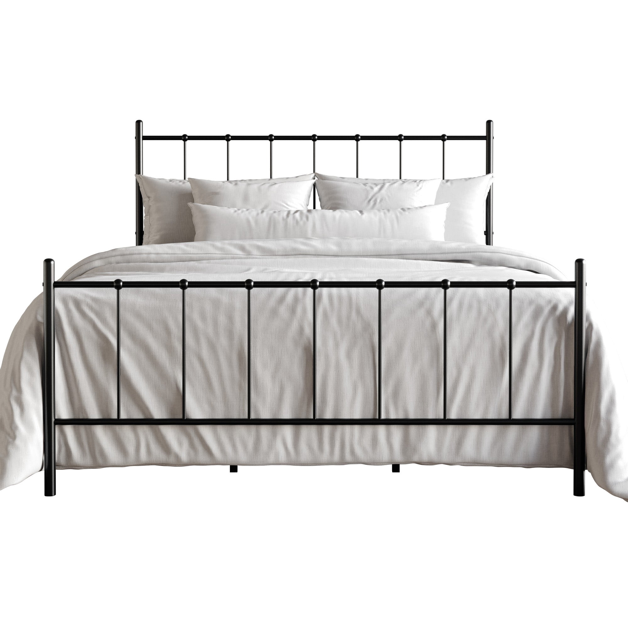 Home Design Calhoun Classic King Metal Bed, Sturdy Platform Frame with Decorative Headboard & Footboard, Black