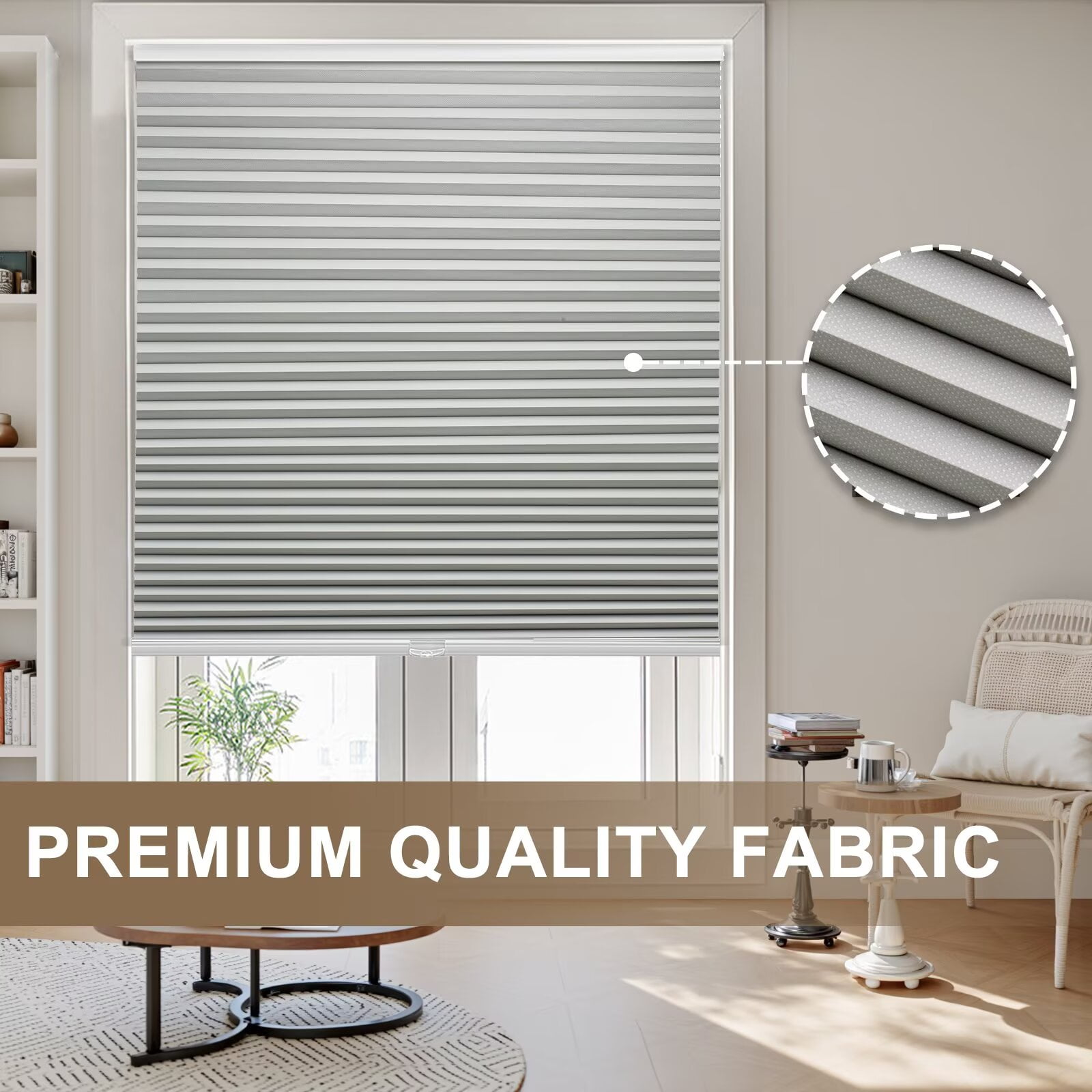 MYshade Cordless Gray-31"W*72"H Blackout Cellular Shades 1.5 inch Honeycomb Blinds for Indoor Windows Insulated Noise Reducing Window Shades & Blinds for Home