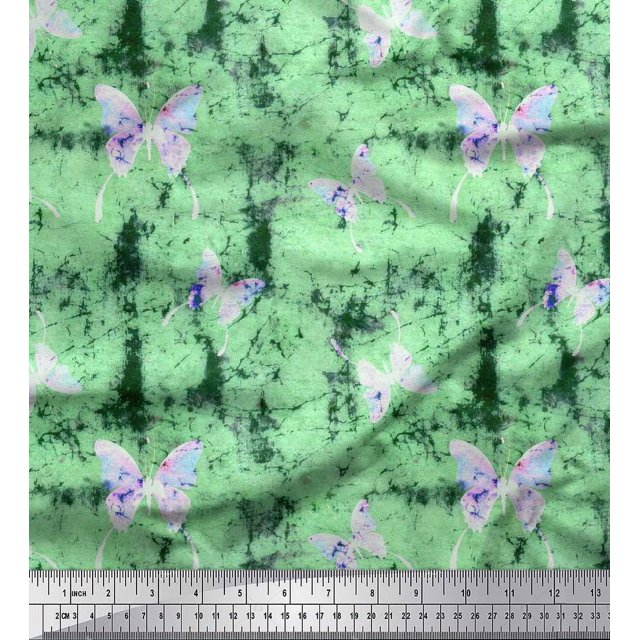 Soimoi Green Cotton Jersey Fabric Insect & Texture Print Fabric by The Yard 58 Inch Wide