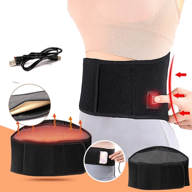 Cagogo under $5 USB Heated Waist Belt, USB Electric Heating Waist Belt,Rechargeable Thermal Back Support Belt,3 Temperature Adjustable Heat Pad,Sports Waist Protection Belt,Men Women Cold Relief Belt