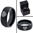 thumbnail image 4 of Tungsten Puzzle Heart Band Ring 8mm Men Women Comfort Fit Black Dome Brushed Polished, 4 of 4