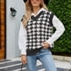thumbnail image 2 of Señoras sin mangas con cuello en V suéter de punto clásico Plaid suéter de chaleco suelto para otoño invierno primavera, 2 of 6