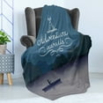 thumbnail image 4 of Saying Soft Flannel Fleece Blanket, Kayak in a Mountain Lake at Night Camping Activity Lifestyle Adventure Words, Cozy Plush for Indoor and Outdoor Use, 70" x 90", Purple Grey Teal, by Ambesonne, 4 of 5