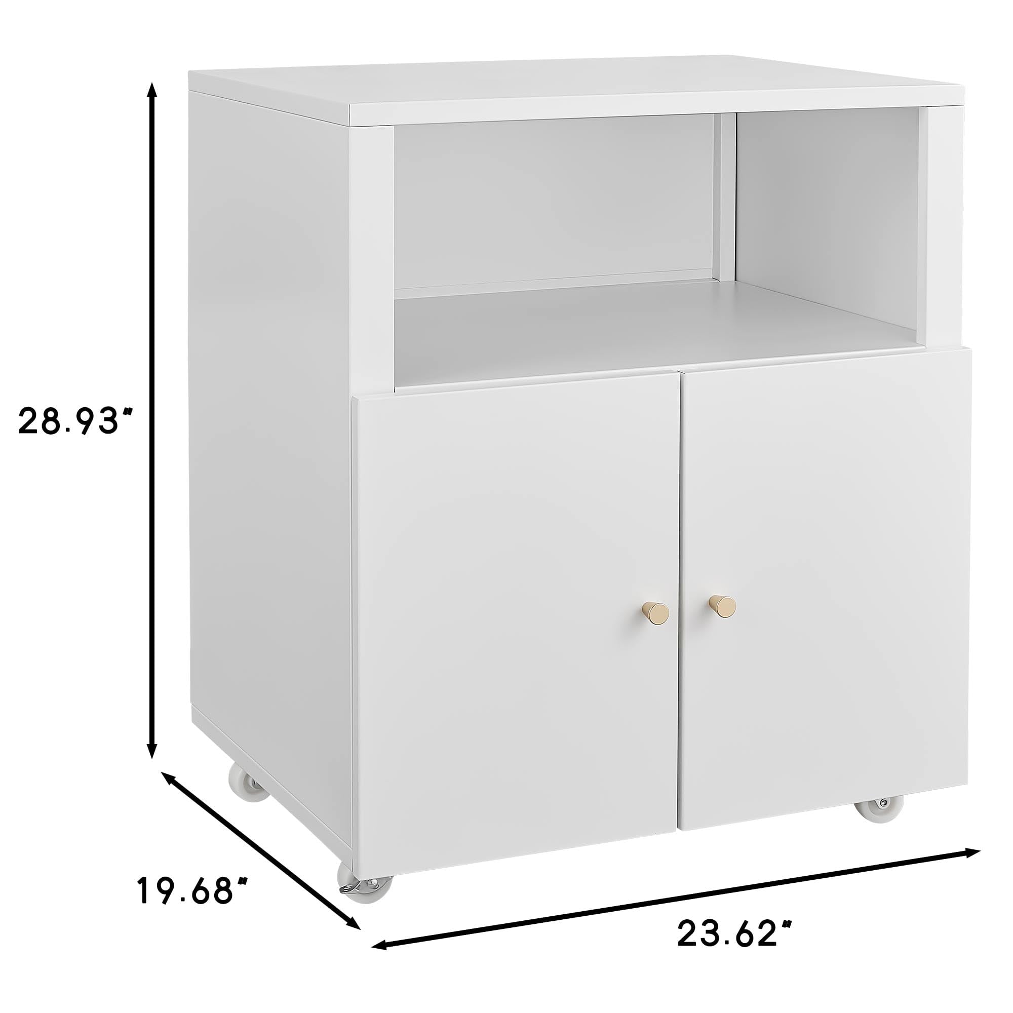 M optimized Metal Printer Cabinet with Storage, Heavy Duty Rolling 3D Printer Stand with 2 Doors, Under Desk File Cabinet for Home Office Corner and Small Spaces