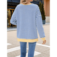 thumbnail image 4 of Sudadera Oversize para Mujer, Verano 2025, Cuello Redondo, Rayas, Larga, Aberturas Laterales, Sudaderas con Capucha Y2K Azul y S, 4 of 10