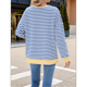 thumbnail image 4 of Sudadera Oversize para Mujer, Verano 2025, Cuello Redondo, Rayas, Larga, Aberturas Laterales, Sudaderas con Capucha Y2K Azul y S, 4 of 10