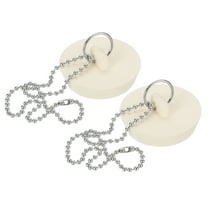 Uxcell Tub Drain Stopper, 2Pcs for 2" Rubber Bath Tub Drain Sink Stopper with Pull Ring Stainless Steel Beaded Chain for Kitchen Sink Bathroom Laundry, White