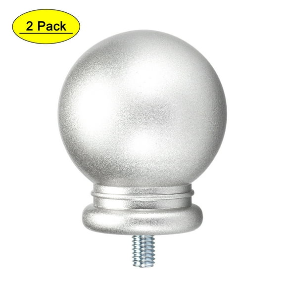 Uxcell Curtain Rod Finials Plastic M5 Thread Dia 1.93 inch x 1.34 inch  Silver 2Pack