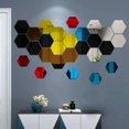 thumbnail image 5 of 6/12 piezas 3D hexagonal espejo pegatina de pared oro rosa DIY TV fondo sala de estar pegatinas decoración de pared dormitorio baño decoración del hogar, 5 of 5