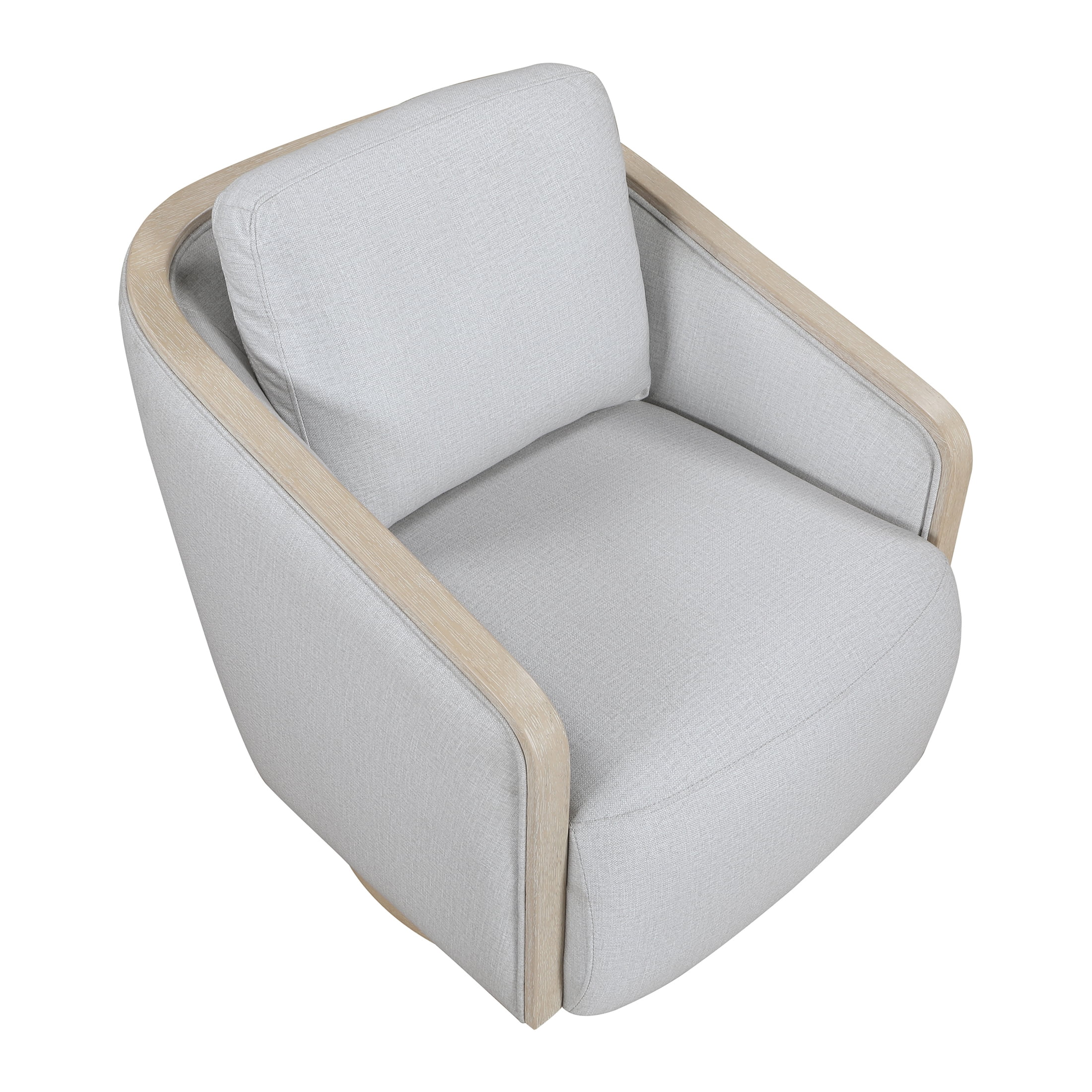 OakvillePark Fablemist Swivel Chair with Textured Gray Fabric and Light Oak Wood