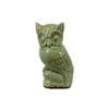 Ceramic Owl Figurine on Base Distressed Gloss Finish Moss Green