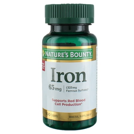 Nature's Bounty Iron 65 mg Tablets 100 Tablets (Pack of 2)