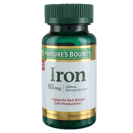 Nature's Bounty Mineral Supplement Iron Tablets, 65 mg, 100 Ct