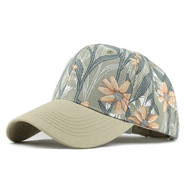 Unisex Cotton Sun Hat Washed Canvas Visor Printed Adjustable