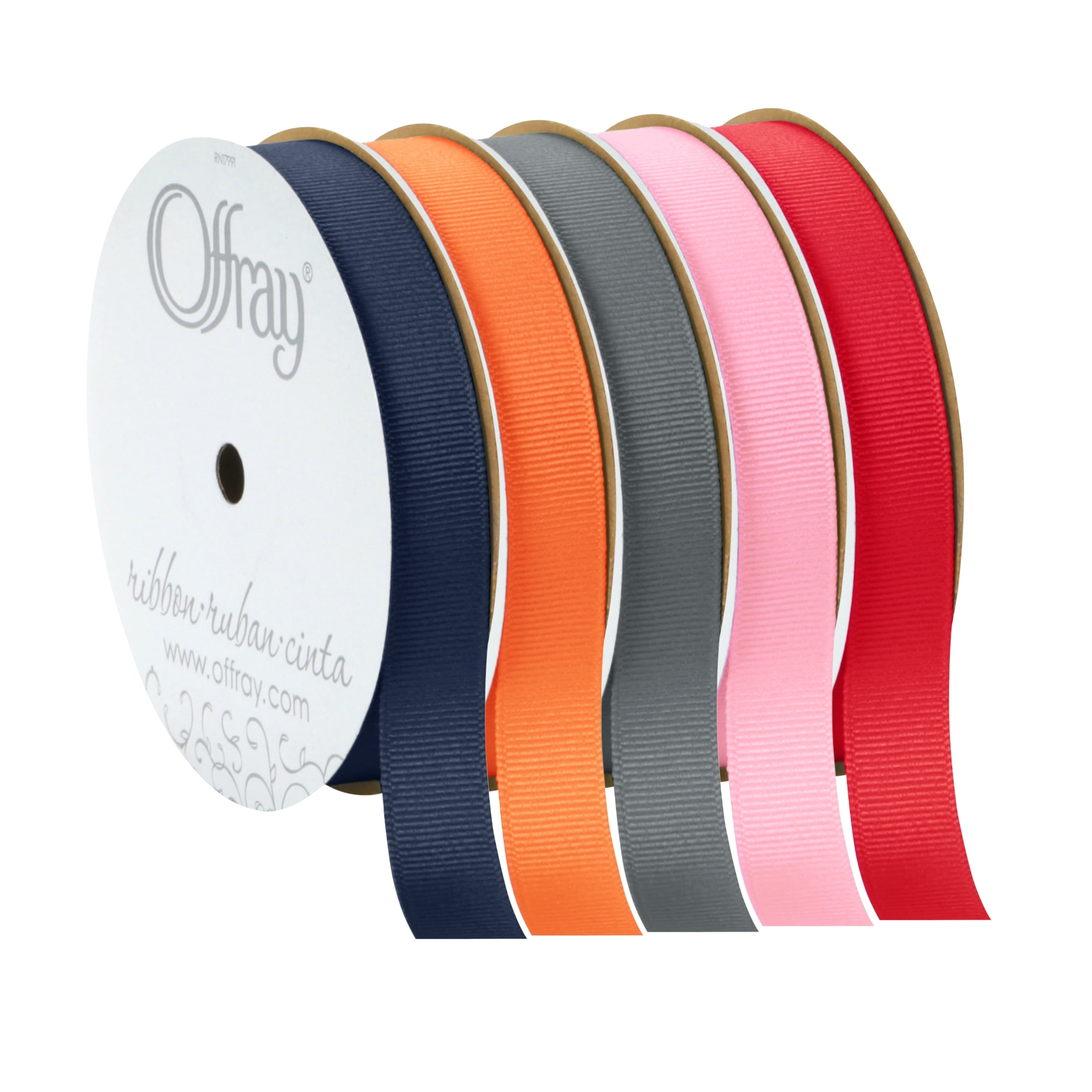 (3 pack) Offray Ribbon, Navy 5/8 inch Grosgrain Polyester Ribbon, 18 feet