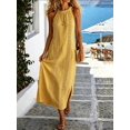 thumbnail image 6 of Womens Yellow Cotton Halter Maxi Dress With Embroidered Detail, 6 of 7