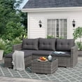 thumbnail image 4 of OC Orange-Casual 5-Piece Outdoor Sectional Sofa Set with Glass Coffee Table Grey Rattan & Dark Grey Cushion, 4 of 7