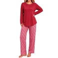 thumbnail image 3 of UVN Women Pajamas Sets Long Sleeve 2 Piece Lounge Set Casual Crewneck Sleepwear Tops and Long Printed Pants Soft Pjs Outfits with Pockets, 3 of 11