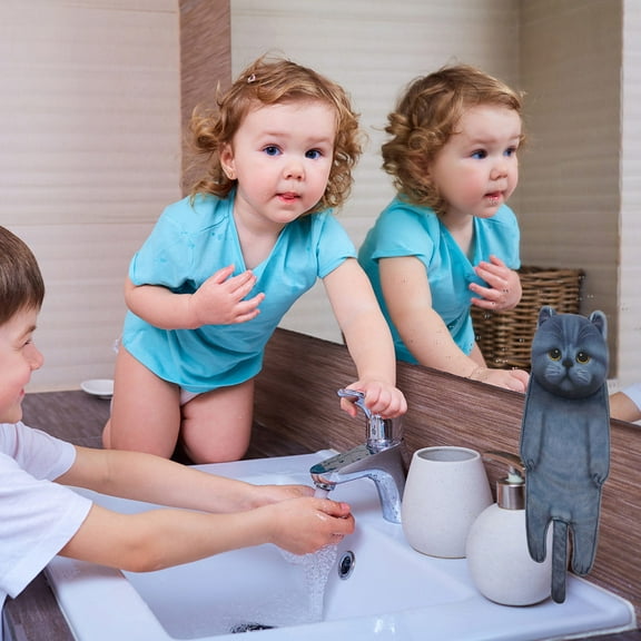 BCZHQQ 25"x6" Cat Funny Hand Towels for Bathroom Kitchen - Cute Decorative Cat Decor Hanging Washcloths Face Towels Super Absorbent Soft - House Warming Birthday Gifts for Women Cat Lovers-Orange