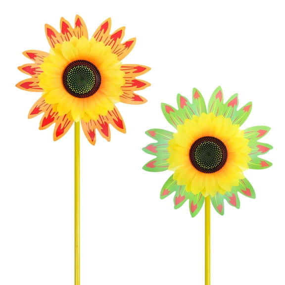 Sunflower Windmill Kids Toys Garden Yard Decoration Green2pcs
