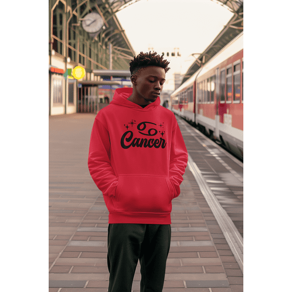 Respect My Tshirt - Cancer Zodiac Hoodie, Astrology Symbol Design, Pullover Sweatshirt, Red, 2X