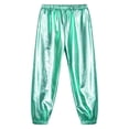 thumbnail image 4 of Alvivi Kids Girls Glossy Metallic Dance Pants Hip Hop Trousers Dancewear 6-16 Blue Green 6, 4 of 7