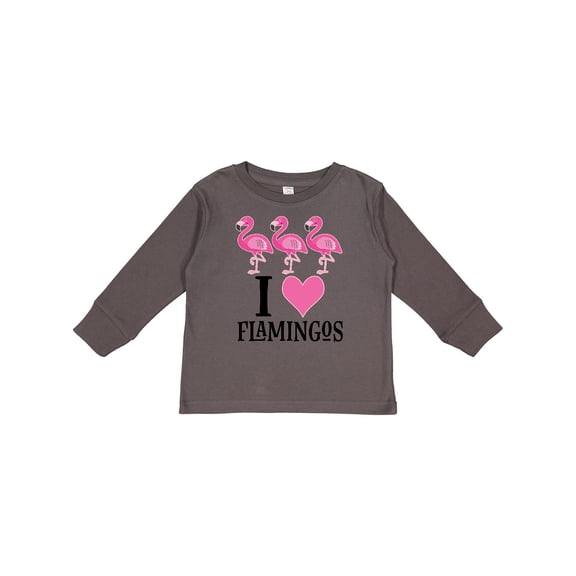 Inktastic I Love Flamingos Pink Bird Girls Long Sleeve Toddler T-Shirt