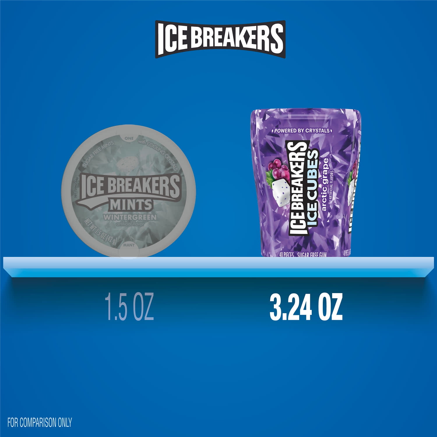 Ice Breakers Ice Cubes Arctic Grape Sugar Free Chewing Gum, Bottles 3.24 oz, 6 Count, 40 Pieces