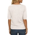 thumbnail image 4 of longantii Sweaters for Women Comfy V-Neck Knit Sweater Short Sleeve Loose Fit Shirts Solid Color Business Pullover 2026 Summer White 2XL, 4 of 5