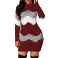 thumbnail image 1 of Vestido de manga larga con cuello alto para mujer, minivestido de punto acanalado, informal, elegante, cálido, otoño e invierno, 2024, 1 of 5