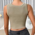 thumbnail image 2 of Camiseta sin mangas con corte informal para mujer, Top ajustado sin mangas de punto acanalado con cuello redondo para verano, 2 of 6
