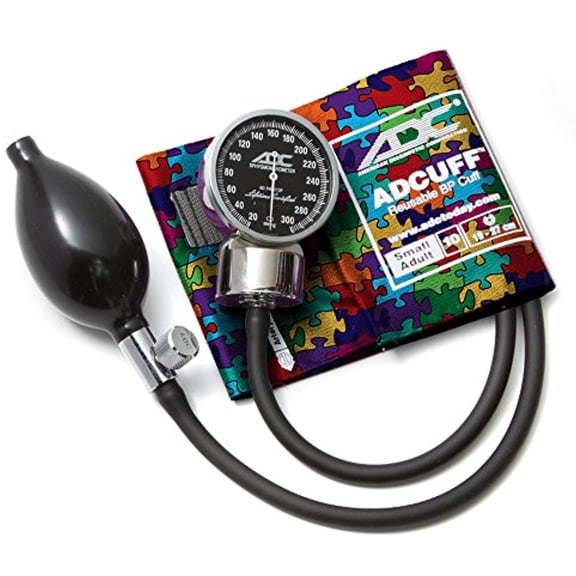 ADC Diagnostix 700 Premium Professional Pocket Aneroid Sphygmomanometer with Adcuff Nylon Blood Pressure Cuff, Small Adult, Puzzle Pieces