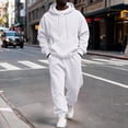 thumbnail image 2 of CCRFTGI Men's Sweatsuit 2 Pieces Set Hoodie Sweatshirt & Sweatpants Set Casual Jogging Suits for Men White S, 2 of 6