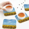 thumbnail image 7 of Pofeuu Blooming Sunflower Field Print Leather Coasters Set of 6, Round Cups Mugs Mat Pad for Home Kitchen Heat Resistant Drink Coasters,Square, 7 of 7