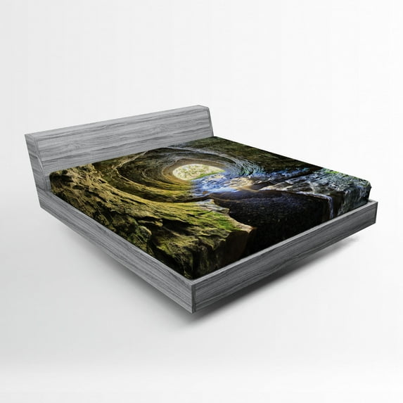 Ambesonne Grey Fitted Sheet, Buried River, Full Size, Grey