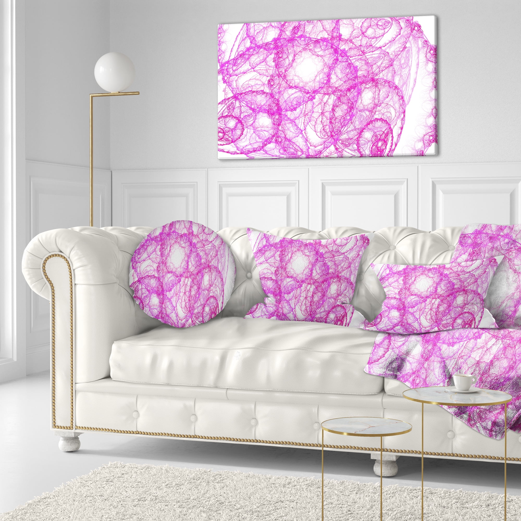 Designart Pink Pattern on White Background - Abstract Throw Pillow - 12x20