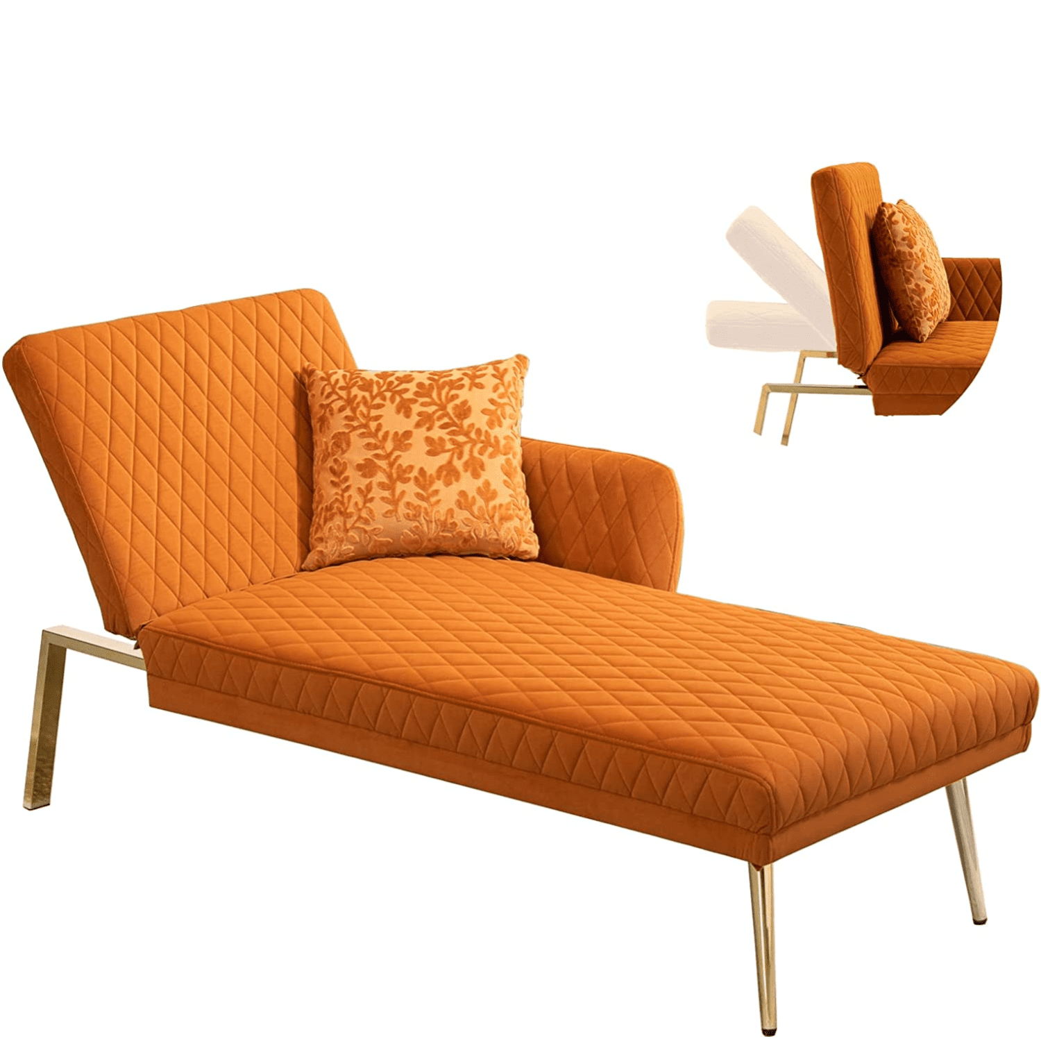 Velvet Chaise Lounge Chair with Toss Pillow Zarler Modern Indoor Lounge