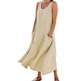 thumbnail image 3 of HAJWOH Summer Dresses for Women Cotton Linen Dresses for Beach Vacation Sleeveless Loose Maxi Dress with Pockets, 3 of 7