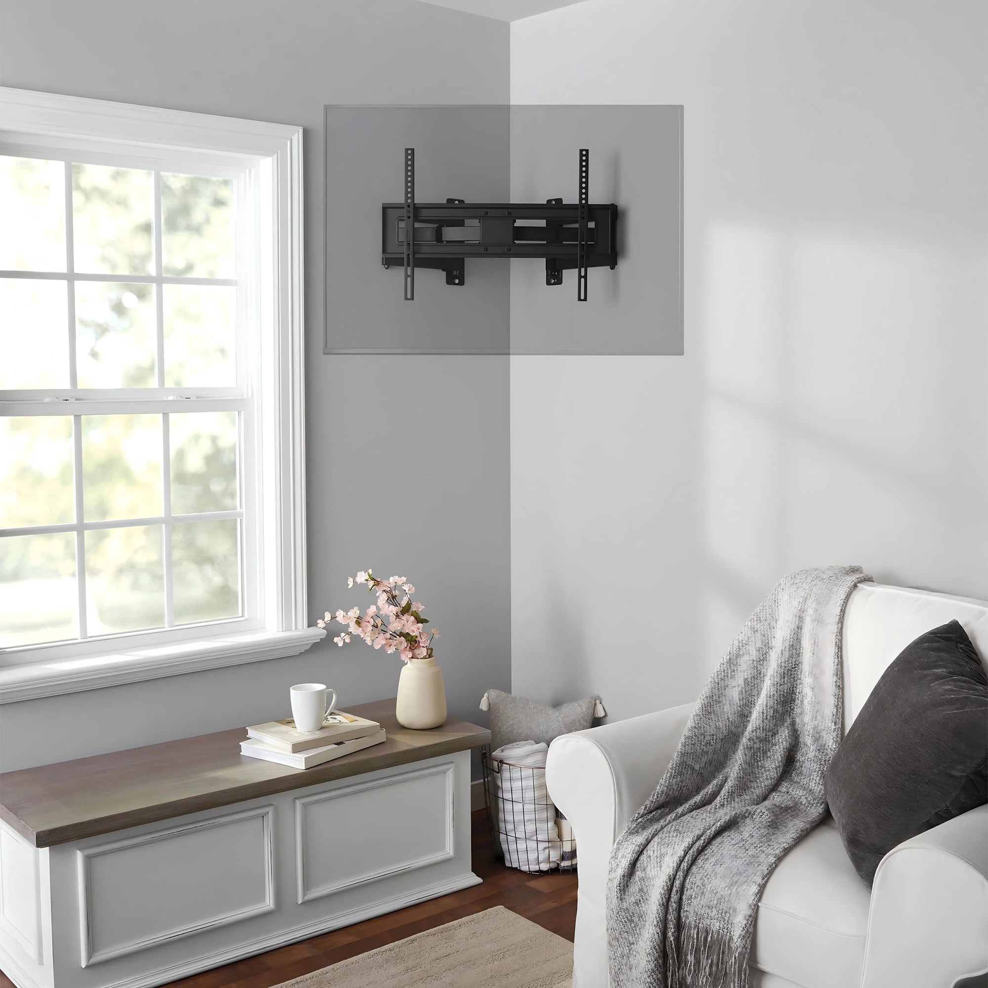 onn Corner Full Motion TV Mount for 37" to 70" TVs, UL Listed, swivel ±60°, up to ±20°Tilting