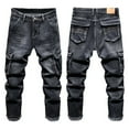 thumbnail image 3 of Letdown Mens Baggy Cargo Jeans Wide Leg Streetwear Denim Pants Loose Fit Jeans Casual Long Trousers with 6 Pockets (Black,40), 3 of 6