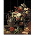 thumbnail image 1 of Ceramic Tile Mural-Georg Waldmuller Ferdinand Flowers Tile Mural House Remodeling Design. 17" w x 21.25" h using (20) 4.25 x 4.25 ceramic tiles, 1 of 3