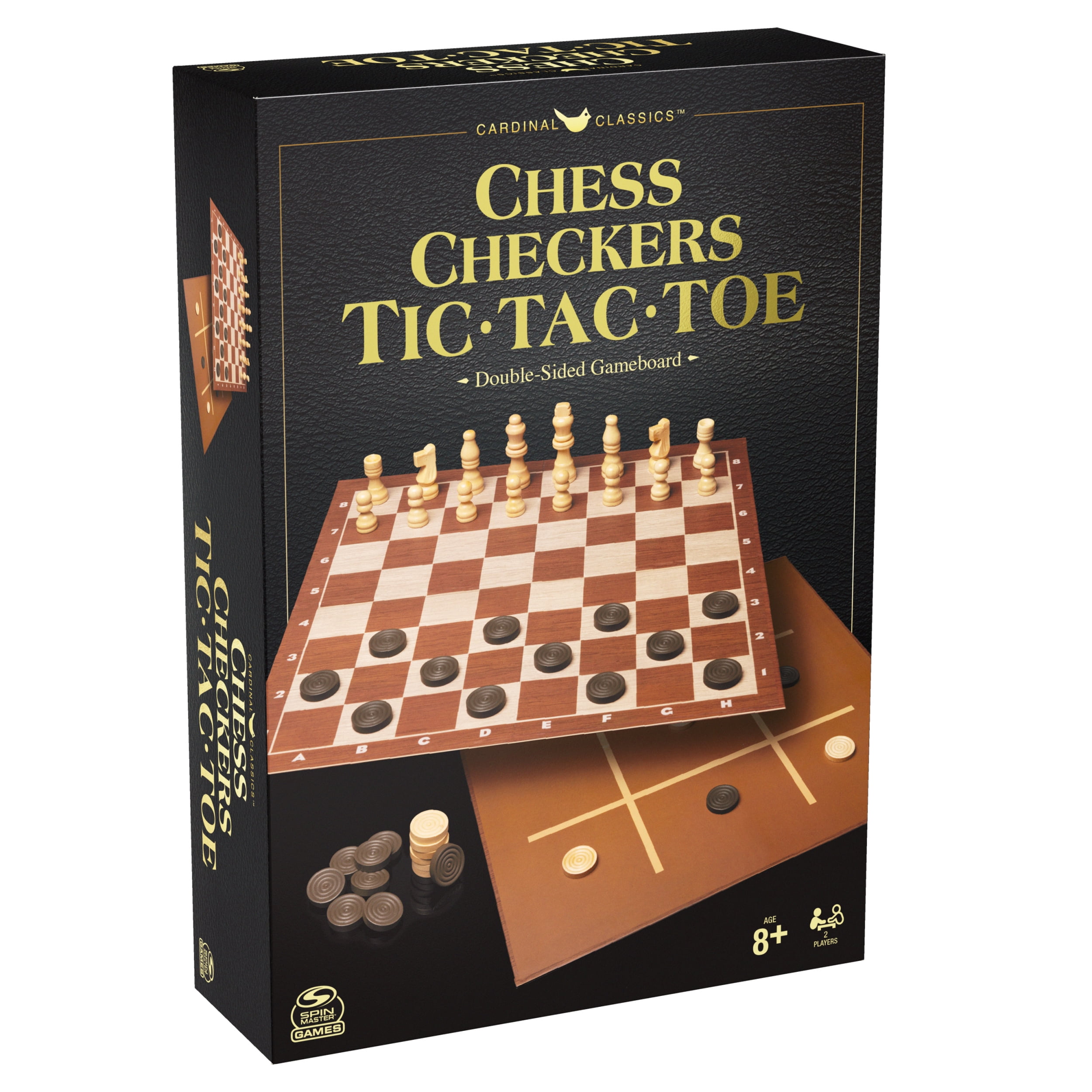Buy Chess Checkers and Tic-Tac-Toe Set, Classic Strategy Games, for ...