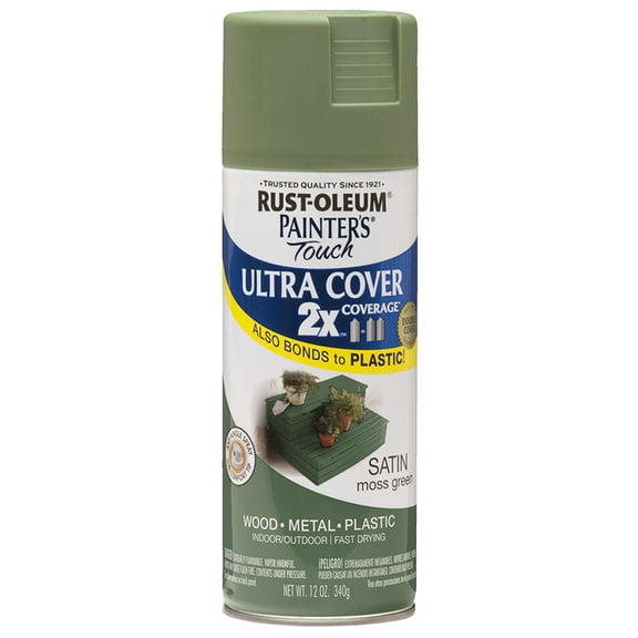 6‐Pack of 12 oz Rust‐Oleum 334075 Painter's Touch 2X Moss Green Ultra Cover Paint   Primer Spray Paint, Satin