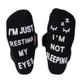 thumbnail image 3 of Men Women Novelty Funny Saying Ankle Socks I Am Not Sleeping Just Resting My Eyes Letters Crew Hosiery Birthday Gifts for Grandpa Dad Mom, 3 of 10