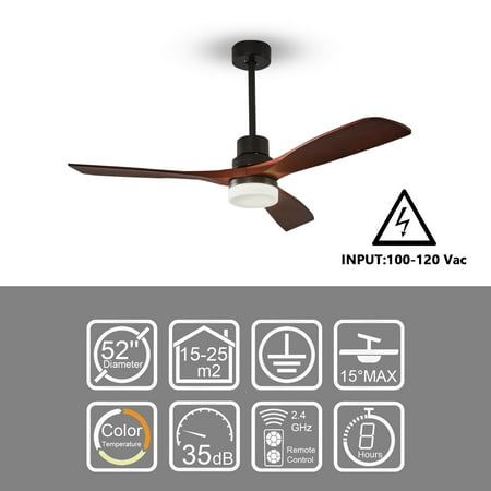 

vistreck 52 inch Wood Ceiling Fan with Light Remote Control 3 Blade Ceiling Fan Modern Propeller Fan With Adjustable Speeds Ceiling Fan Indoor with Light
