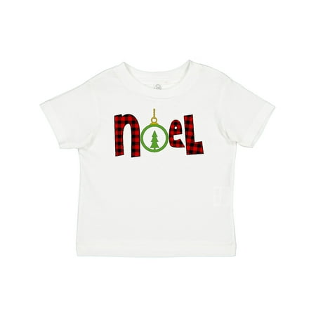 

Inktastic Noel in Red Plaid with Christmas Tree Ornament Gift Baby Boy or Baby Girl T-Shirt