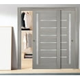 thumbnail image 3 of Sliding Closet Frosted Glass Bypass Doors 48 x 84 inches | Quadro 4088 Grey Ash | Sturdy Top Mount Rails Moldings Trims Hardware Set | Wood Solid Bedroom Wardrobe Doors, 3 of 6